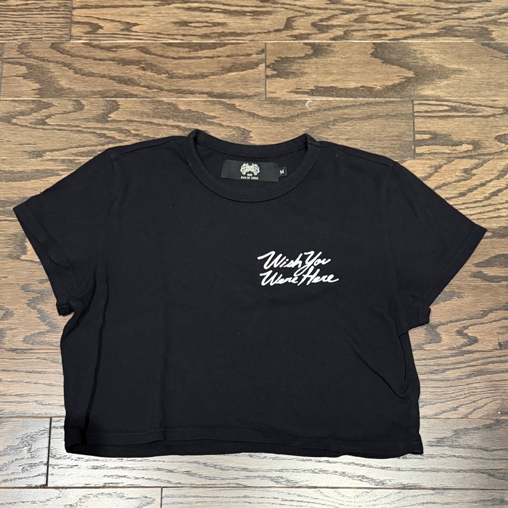 Darc Sport - cropped Black 'Wish You Were Here' Cropped Graphic Tee - Women